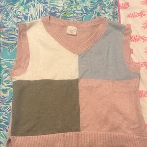 Abercrombie Kids Color Block Sweater Vest - Pink, Blue, Green, White
